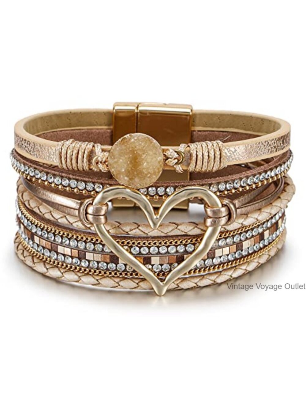 Leather Wrap Bracelet Women Boho Western Stacked Cuff Jewelry